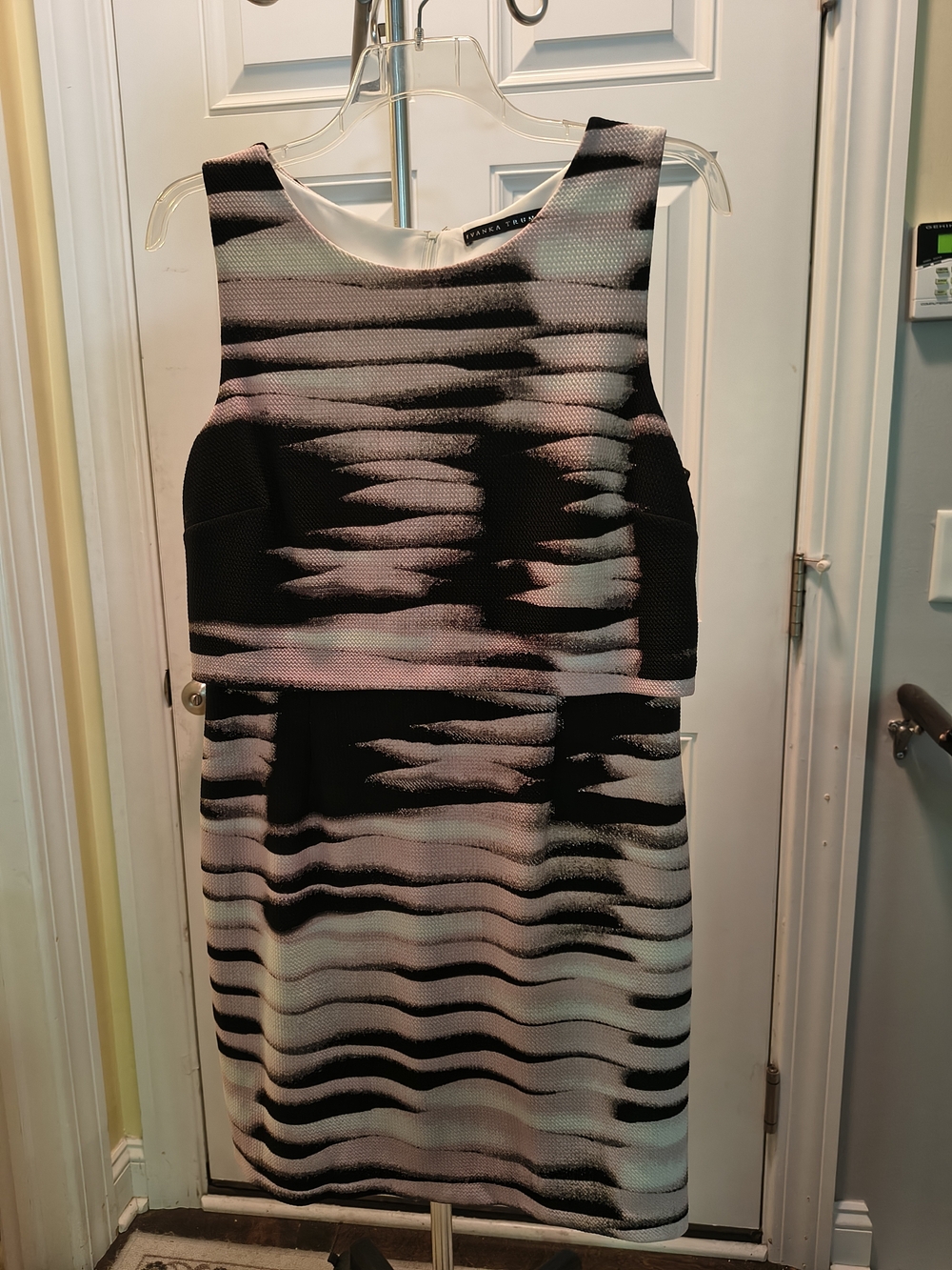 Ivanka Trump Black and White Wave-Print Dress